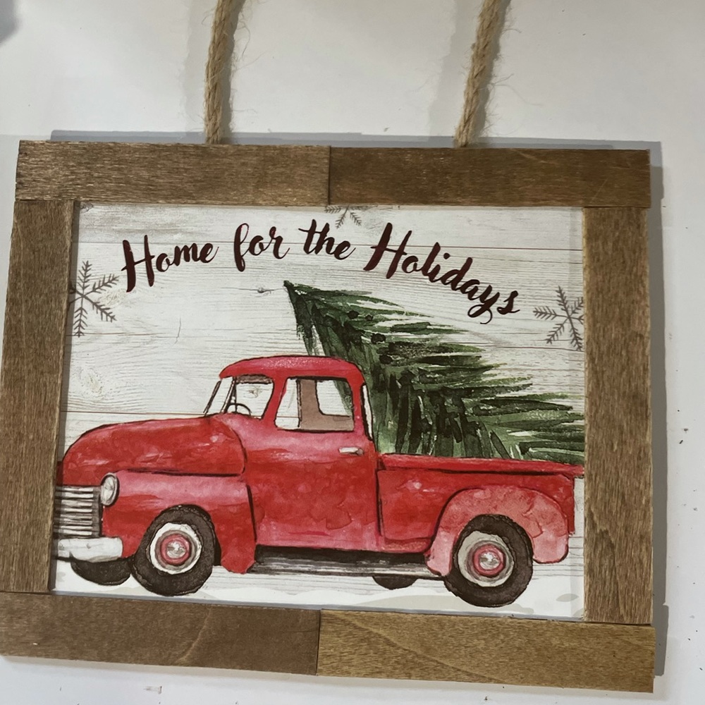 Red Truck Farmhouse Christmas Sign